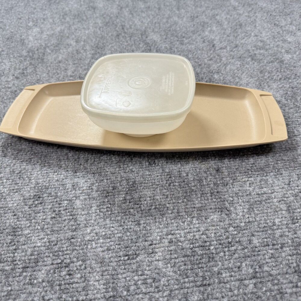 Vintage Tupperware Rectangular Snack Bowl Set w Tray & Lid 772-11